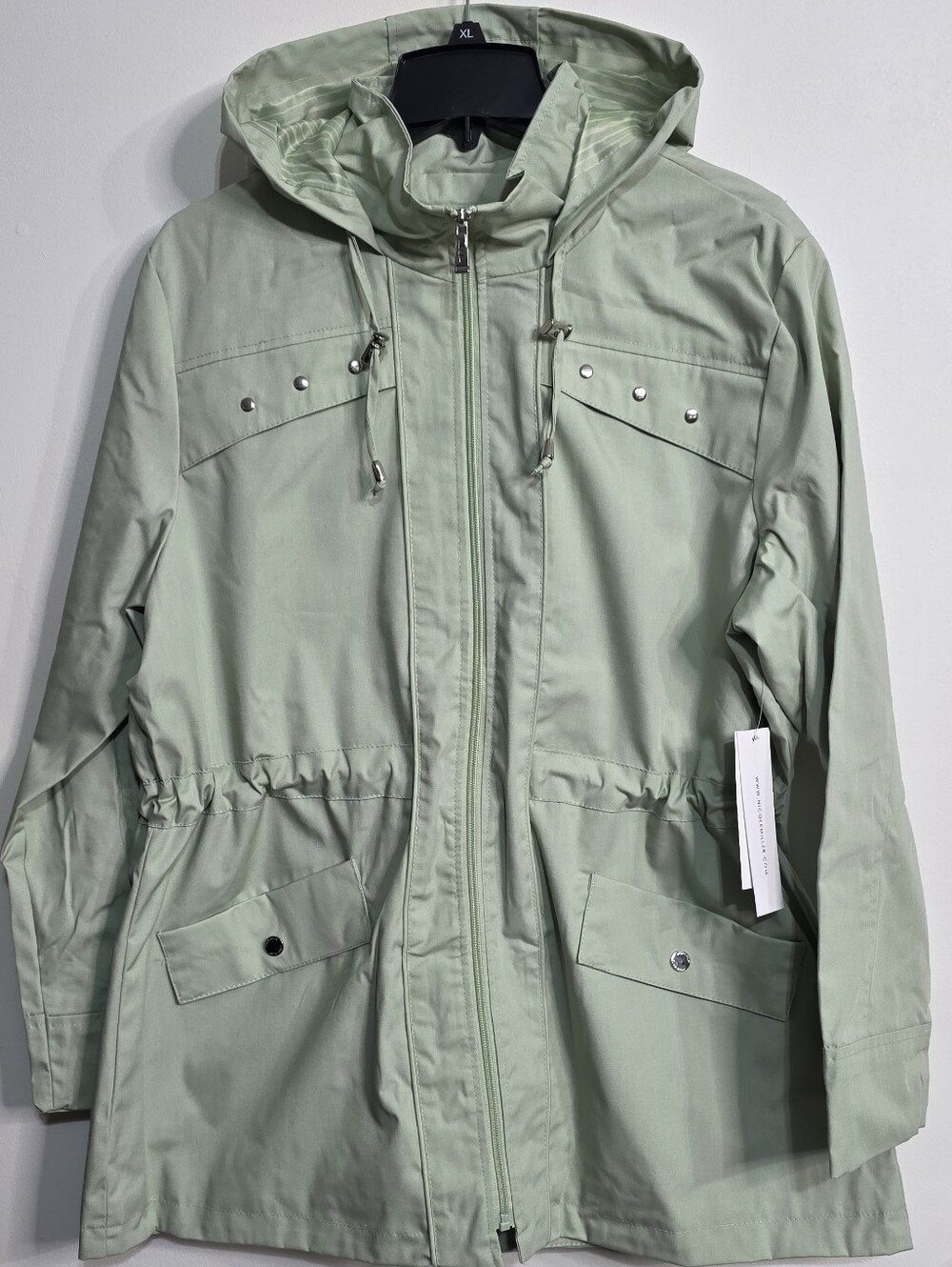 Nicole Miller Sage Green Hooded Anorak Jacket